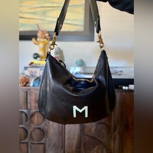 Clare V. Black Crossbody Bag with White Initial